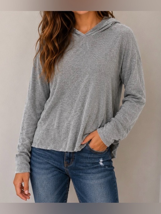 American Eagle Outfitters Tops - American Eagle Hoodie Shirt Pullover Large Soft Sexy Gray Sweatshirt Vintage Y2K
